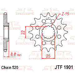 JT ZĘBATKA PRZEDNIA 1248 14 KTM SX/EXC '91-'25 (124814JTS) (ŁAŃC. 520)