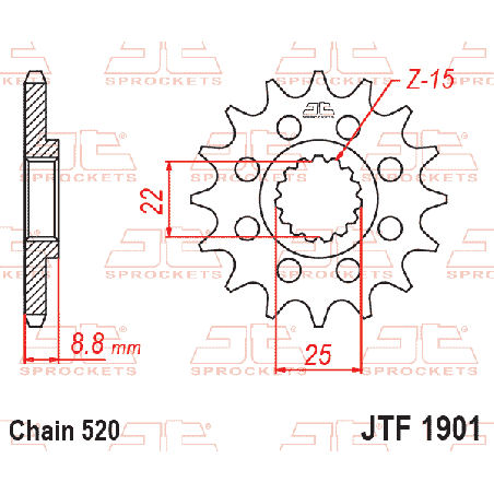 JT ZĘBATKA PRZEDNIA 1248 14 KTM SX/EXC '91-'25 (124814JTS) (ŁAŃC. 520)