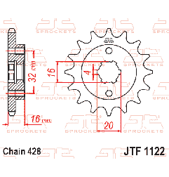 JT ZĘBATKA PRZEDNIA 1122 14 BETAMOTOR RR 125 LC '21-'23, FANTIC XEF / XMF 125 '21-, (112214JT) (OEM: 051.04.000.00.00)