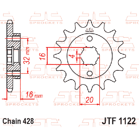 JT ZĘBATKA PRZEDNIA 1122 14 BETAMOTOR RR 125 LC '21-'23, FANTIC XEF / XMF 125 '21-, (112214JT) (OEM: 051.04.000.00.00)