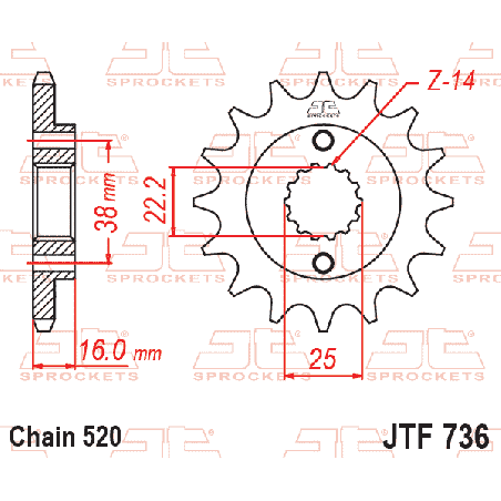 JT ZĘBATKA PRZEDNIA 490 15 DUCATI MONSTER 600/750/900 (49015JT) (ŁAŃC. 520)