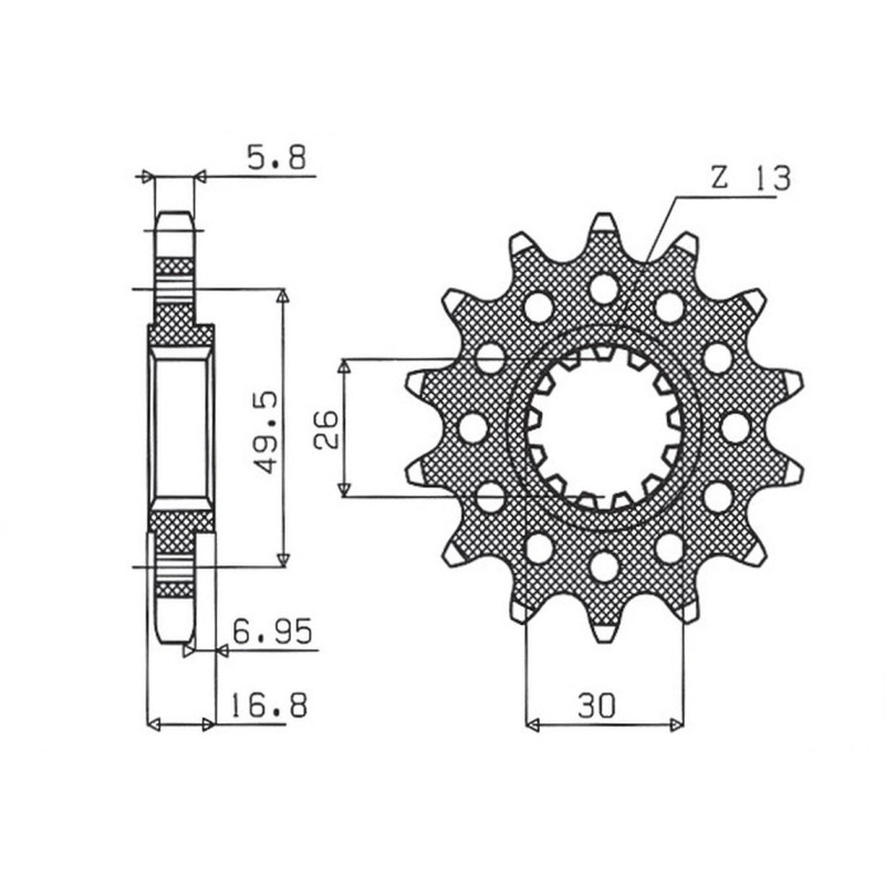 SUNSTAR ZĘBATKA PRZEDNIA 2068 16 HONDA CBR 600 '99-'20, CBR 600RR '03-'22, CBR 900/929/954RR FIRE BLADE '92-'03