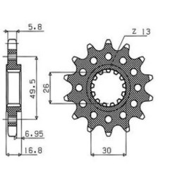 SUNSTAR ZĘBATKA PRZEDNIA 2068 16 HONDA CBR 600 '99-'20, CBR 600RR '03-'22, CBR 900/929/954RR FIRE BLADE '92-'03
