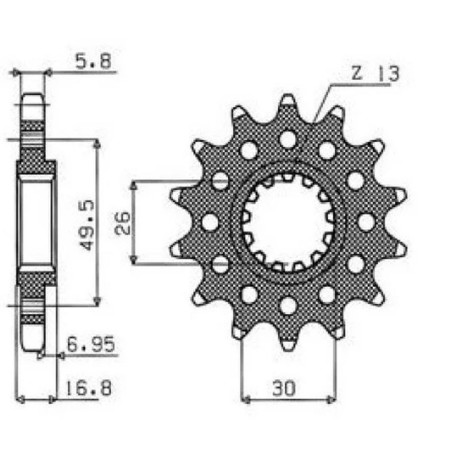 SUNSTAR ZĘBATKA PRZEDNIA 2068 16 HONDA CBR 600 '99-'20, CBR 600RR '03-'22, CBR 900/929/954RR FIRE BLADE '92-'03