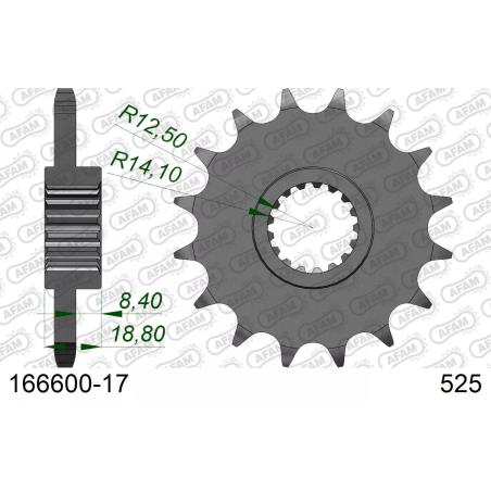 Zębatka przód Afam 166600 17z rozmiar 525