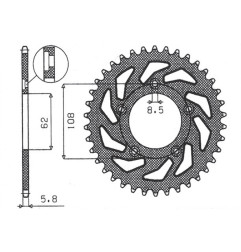 SUNSTAR ZĘBATKA TYLNA 714 39 APRILIA RS 125 '93-'05 (JTR701.39) (ŁAŃC. 520) (71439JT)