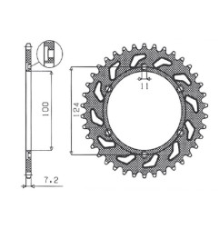 SUNSTAR ZĘBATKA TYLNA 4366 38 DUCATI MONSTER 1000 '03-'05 (JTR745.38) (ŁAŃC. 525) (436638JT)