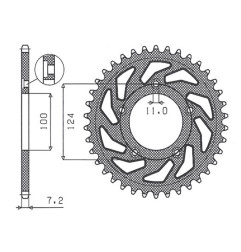 SUNSTAR ZĘBATKA TYLNA 4443 38 DUCATI 749 '03-'06 (JTR744.38) (ŁAŃC. 525) (444338JT)