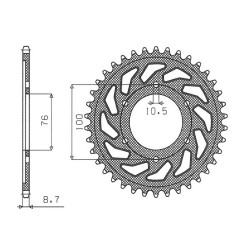 SUNSTAR ZĘBATKA TYLNA 825 42 / 816 42 SUZUKI GSXR1100, GSXR750 (92-95) (JTR816.42) (ŁAŃC. 530) (81642JT)