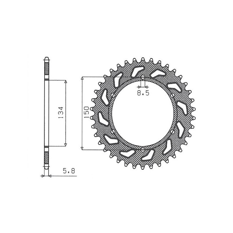 SUNSTAR ZĘBATKA TYLNA 489 48 KAWASAKI KX/KXF `84-'20 (JTR460.48) (ŁAŃC. 520) (48948JT)