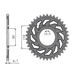 SUNSTAR ZĘBATKA TYLNA 488 44 KAWASAKI ZX9R (94-97), ZZR1200 (02-05) (JTR488.44) (ŁAŃC. 530) (48844JT)