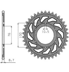 SUNSTAR ZĘBATKA TYLNA 825 52 / 816 48 SUZUKI GSXR1100, GSXR750 (92-95) (JTR816.52) (ŁAŃC. 530) (81652JT)
