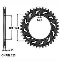 SUNSTAR ZĘBATKA TYLNA 4508 43 KTM 950/990/1190 RC8 /DUKE/ SUPERMOTO (JTR898.43) (ŁAŃC. 525) (450843JT)