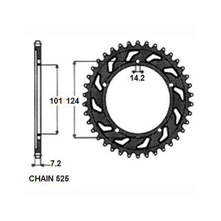 SUNSTAR ZĘBATKA TYLNA 4508 43 KTM 950/990/1190 RC8 /DUKE/ SUPERMOTO (JTR898.43) (ŁAŃC. 525) (450843JT)