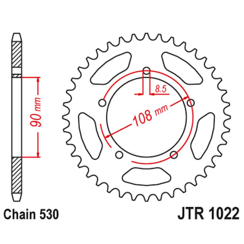 JT ZĘBATKA TYLNA 1022 40 DUCATI 500 DESMO/ SL '79-84'; 750 F1 '85-88'; 900 S2 '83-85' CAGIVA 350/650 ALAZZURRA SPORTS