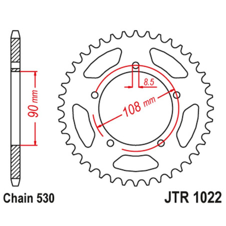 JT ZĘBATKA TYLNA 1022 40 DUCATI 500 DESMO/ SL '79-84'; 750 F1 '85-88'; 900 S2 '83-85' CAGIVA 350/650 ALAZZURRA SPORTS