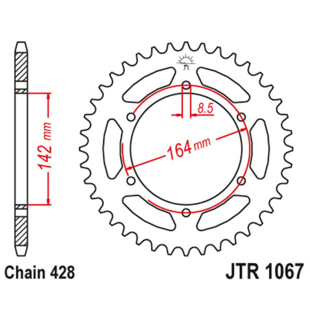 JT ZĘBATKA TYLNA 4525 52 HYOSUNG GT 125 '03-'15 (JTR1067.52) (ŁAŃC. 428)