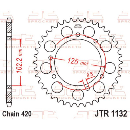 JT ZĘBATKA TYLNA 4406 53 DERBI SENDA 50 R/SM '02-'12 (440653JT) (ŁAŃC. 420)