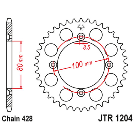 JT ZĘBATKA TYLNA 4351 50 HONDA CRF 100F '04-'13, XR 100R '85-'03 (JTR1204.50) (ŁAŃC. 428)