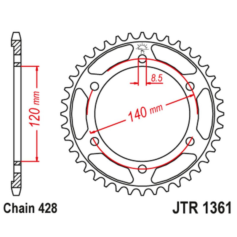 JT ZĘBATKA TYLNA 260 50 HONDA XLR 250 BAJA '88-94' (26050JT) (ŁAŃC428) JT ZĘBATKA TYLNA 260 50 HONDA XLR 250 BAJA '88-94' (26050JT) (ŁAŃC428)