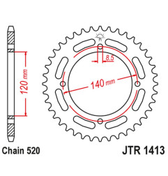 JT ZĘBATKA TYLNA 4354 39 KAWASAKI KXF A TECATE '87-88' (ATV) (435439JT) (ŁAŃC.520) NA ZAMÓWIENIE