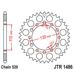 JT ZĘBATKA TYLNA 504 44 HONDA TRX 200 '90-97', KAWASAKI EL 250 '88-03' (50444JT) (ŁAŃC.520)
