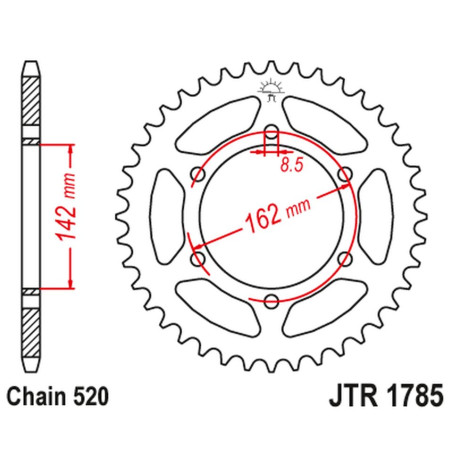 JT ZĘBATKA TYLNA SUZUKI PE 175 '80-84' (ŁAŃC.520)