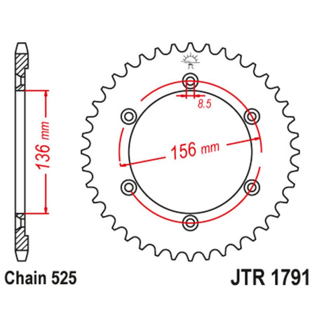 JT ZĘBATKA TYLNA 4365 42 SUZUKI DR 650 SE '96-'12 (436542JT) (ŁAŃC. 525)