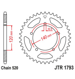 JT ZĘBATKA TYLNA 4397 42 TRIUMPH 865 BONEVILLE/THRUXTON '15-'16, SCRAMBLER '16-'17 (439742JT) (ŁAŃC. 520)