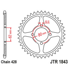 JT ZĘBATKA TYLNA 843 54 YAMAHA TT-R 125 '02-21' (84354JT) (ŁAŃC.428)