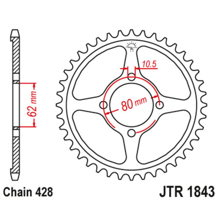 JT ZĘBATKA TYLNA 843 54 YAMAHA TT-R 125 '02-21' (84354JT) (ŁAŃC.428)