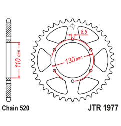 JT ZĘBATKA TYLNA HONDA XR 200 '80-81', XL 250 '76-77' (ŁAŃC520)