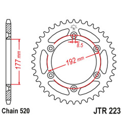 JT ZĘBATKA TYLNA 223 52 HUSQVARNA WR 250 '83-84, WR/CR 250 '80, WR 350 '81-88, WR/CR 400 '81-89, CR 400/430 '81-83