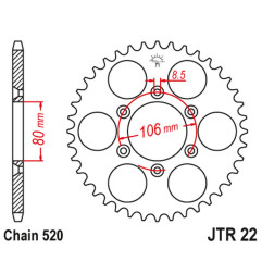 JT ZĘBATKA TYLNA 3560 45 APRILIA SX 125 '08-'12, MX 125 '04-'07 (356045JT) (ŁAŃC. 520)