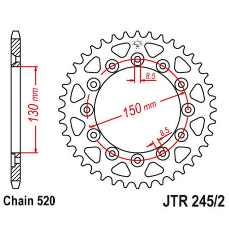 JT ZĘBATKA TYLNA 270 38 HONDA XL 350R '85-'87 (27038JT) (JTR245/2.38) (ŁAŃC. 520)