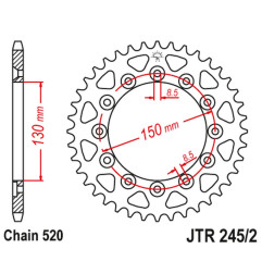 JT ZĘBATKA TYLNA 270 39 YAMAHA WR 250R '08-'20 (27039JT) (JTR245/2.40) (ŁAŃC. 520)