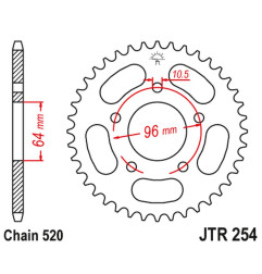 JT ZĘBATKA TYLNA 254 43 HONDA CBF 250 '04-'07 (25443JT) (ŁAŃC. 520)