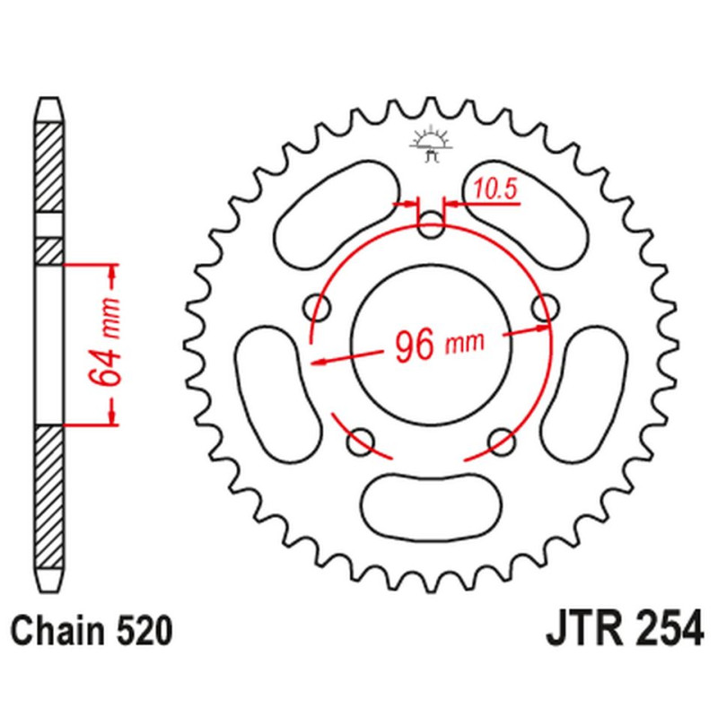 JT ZĘBATKA TYLNA 254 45 HONDA CBF 250 '04-'07 (25445JT) (ŁAŃC. 520) JT ZĘBATKA TYLNA 254 45 HONDA CBF 250 '04-'07 (25445JT) (ŁAŃC. 520)