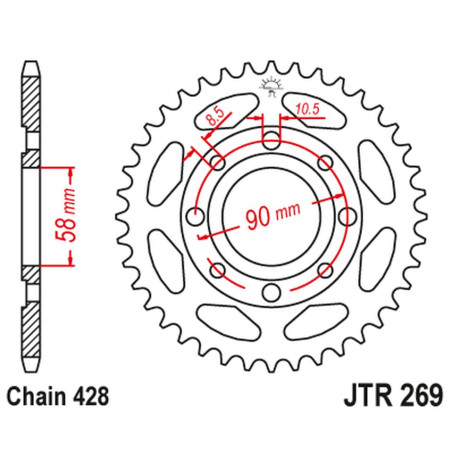 JT ZĘBATKA TYLNA 269 36 HONDA CG 125 '02-'05, CM 125 '82-'97, CB 125T '82-'88, DAELIM VC 125 '96-'99 (26936JT)