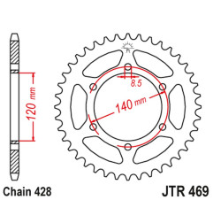 JT ZĘBATKA TYLNA 469 44 KAWASAKI KE 175 '79-83', KV 175 '81-89' (46944JT) (ŁAŃC.428) NA ZAMÓWIENIE