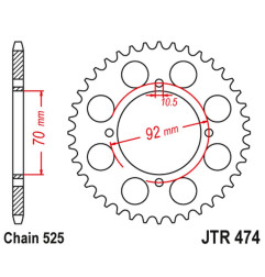 JT ZĘBATKA TYLNA JTR474 48 KAWASAKI KH 250 '75-82', S1 250 '73-75' (47448JT) (ŁAŃĆ.525) NA ZAMÓWIENIE