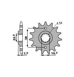 PBR ZĘBATKA PRZEDNIA 2116 13 18NC SUZUKI LTR 450 '06-'12, LTZ 400 '03-'13, RMX 450 '10-'13, KAWASAKI KFX 400