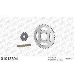 AFAM Zestaw napędowy (stal) HONDA CBR 125 2004-2010 (łańcuch A428XMR2-G 124L, zębatki 15, 42)