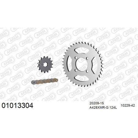 AFAM Zestaw napędowy (stal) HONDA CBR 125 2004-2010 (łańcuch A428XMR2-G 124L, zębatki 15, 42)