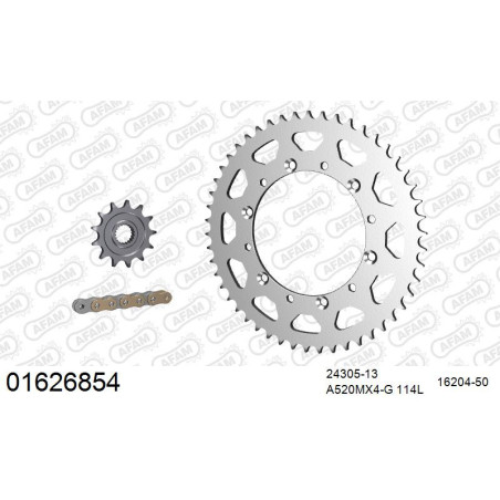 AFAM Zestaw napędowy (stal) KAWASAKI KX 250 F 2013-2023 (łańcuch A520MX6-GG 114L, zębatki 13, 50)