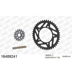 AFAM Zestaw napędowy (stal) BMW S 1000 RR 2009-2011 (łańcuch A525XHR3-G 118L, zębatki 17, 44)