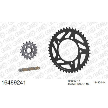 AFAM Zestaw napędowy (stal) BMW S 1000 RR 2009-2011 (łańcuch A525XHR3-G 118L, zębatki 17, 44)