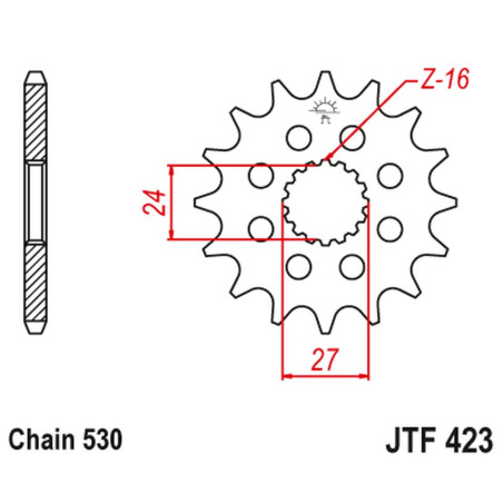 JT ZĘBATKA PRZEDNIA 2190 17 Z GUMĄ SUZUKI GSXR 1000 '09-'16, HAYABUSA '08-'23, B-KING '08-'12 (-1) (219017JTRB)