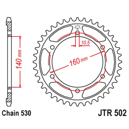 JT ZĘBATKA TYLNA 502 46 KAWASAKI ZZR1100 '90-'01(+1), GPX 750R '86-'88 (-1) (50246JT) (ŁAŃC.530)