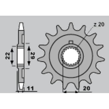 GROSSKOPF WYPRZEDAŻ ZĘBATKA PRZEDNIA 2275 14 SHERCO 125 SE-R '18-21, 250 SE F/SE F-R '14-20, 300 SE F '14-20 (ŁAŃC. 520)